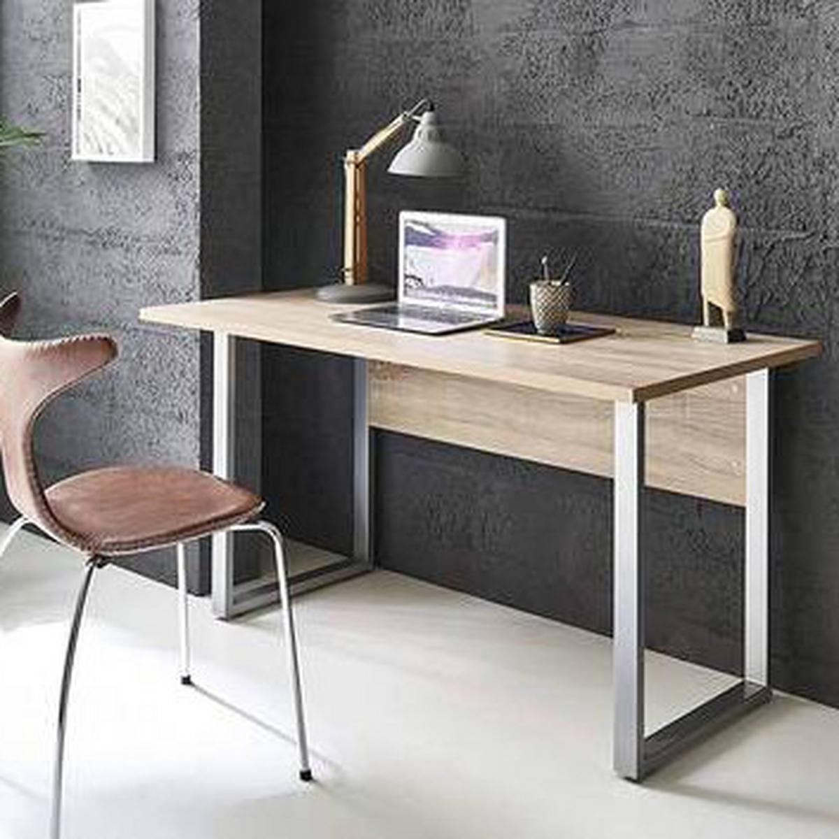 Büro Office Edition Mini Set Weiß/sonoma Eiche Dekor - Weiß/Sonoma Eiche, MODERN, Holzwerkstoff/Metall - MID.YOU