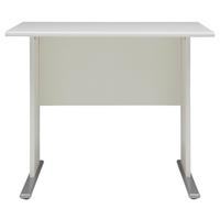 Schreibtisch B 90cm H 74,2cm Serie 200, Weiß - Silberfarben/Weiß, Basics, Holzwerkstoff/Metall (90/65/74,2cm) - MID.YOU