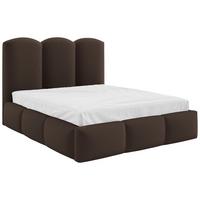 Polsterbett Bero Dunkelbraun, Lf: 120x200cm - Dunkelbraun/Buchefarben, Trend, Holz/Textil (120/200cm)