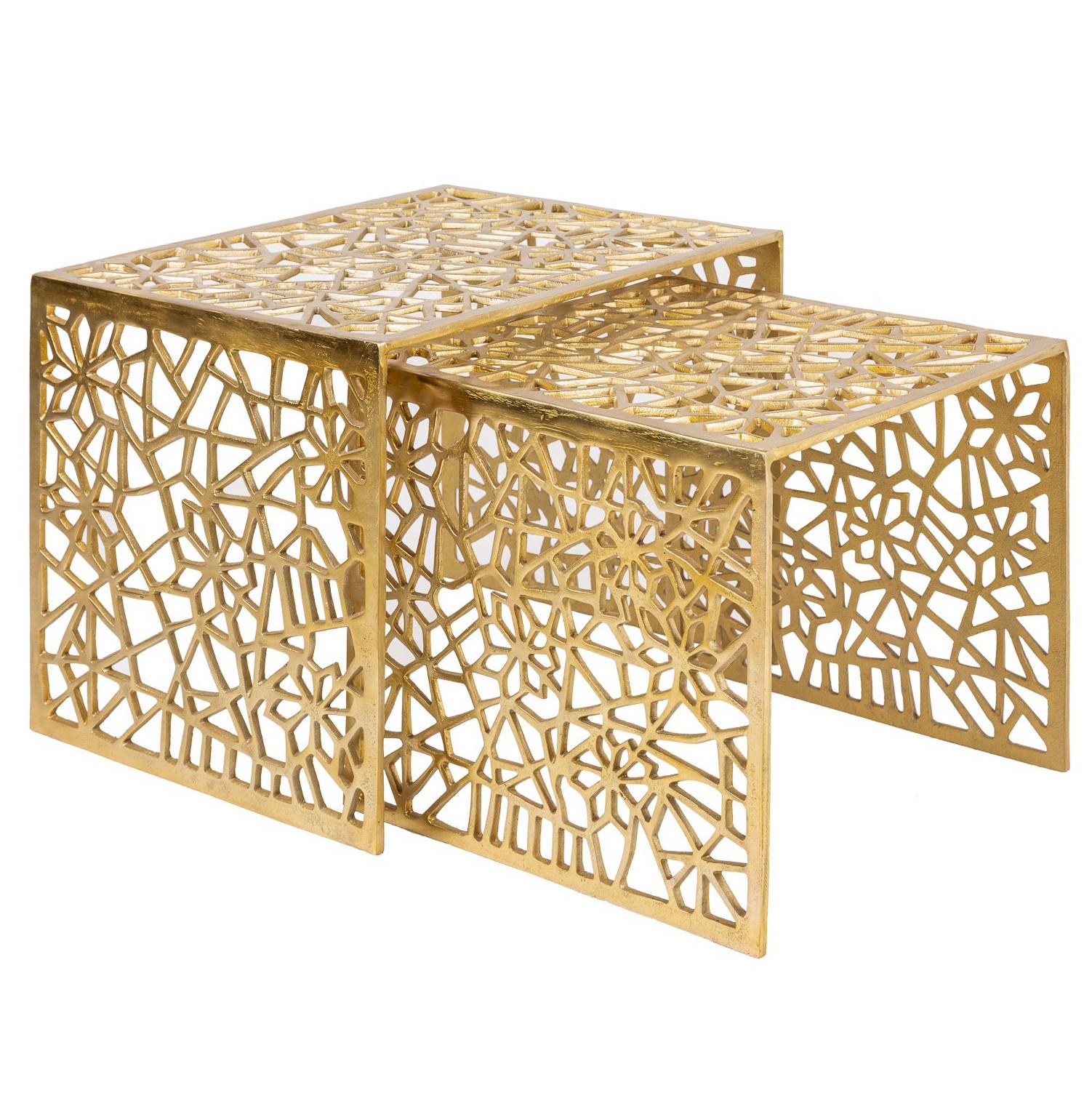 SATZTISCH Goldfarben 2-teilig - Goldfarben, Design, Metall (50/40/40/35/40/35cm) - MID.YOU