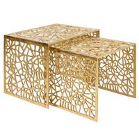 SATZTISCH Goldfarben 2-teilig - Goldfarben, Design, Metall (50/40/40/35/40/35cm) - MID.YOU