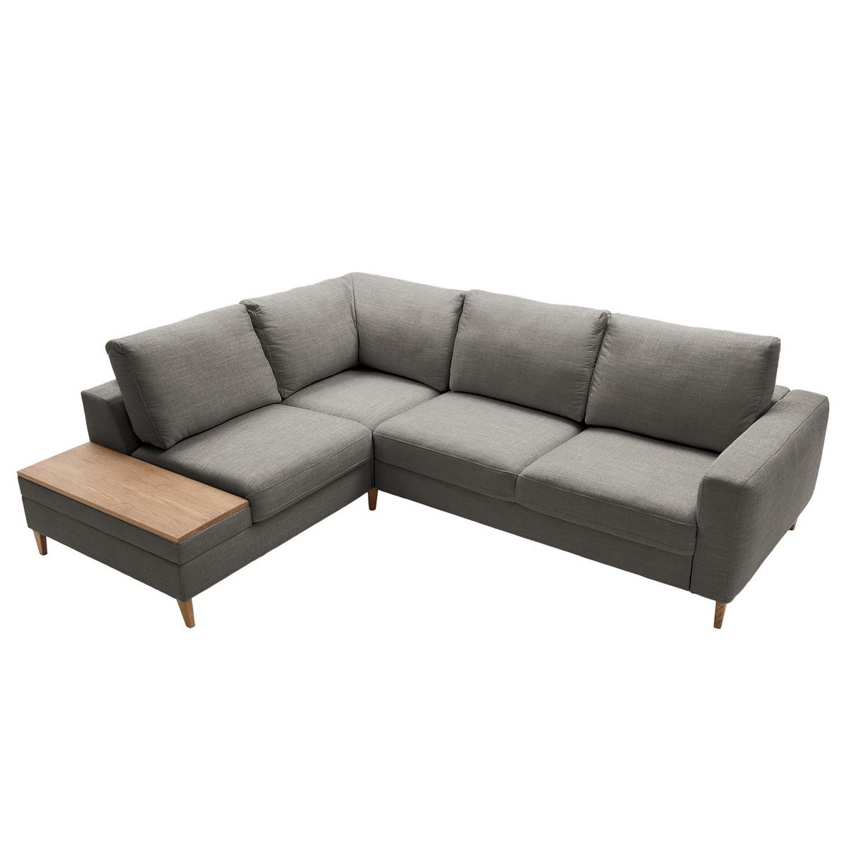 Ecksofa Alika, D. Grau S: 204x260 cm - Dunkelgrau/Eschefarben, MODERN, Textil (204/260cm) - Trendmanufaktur