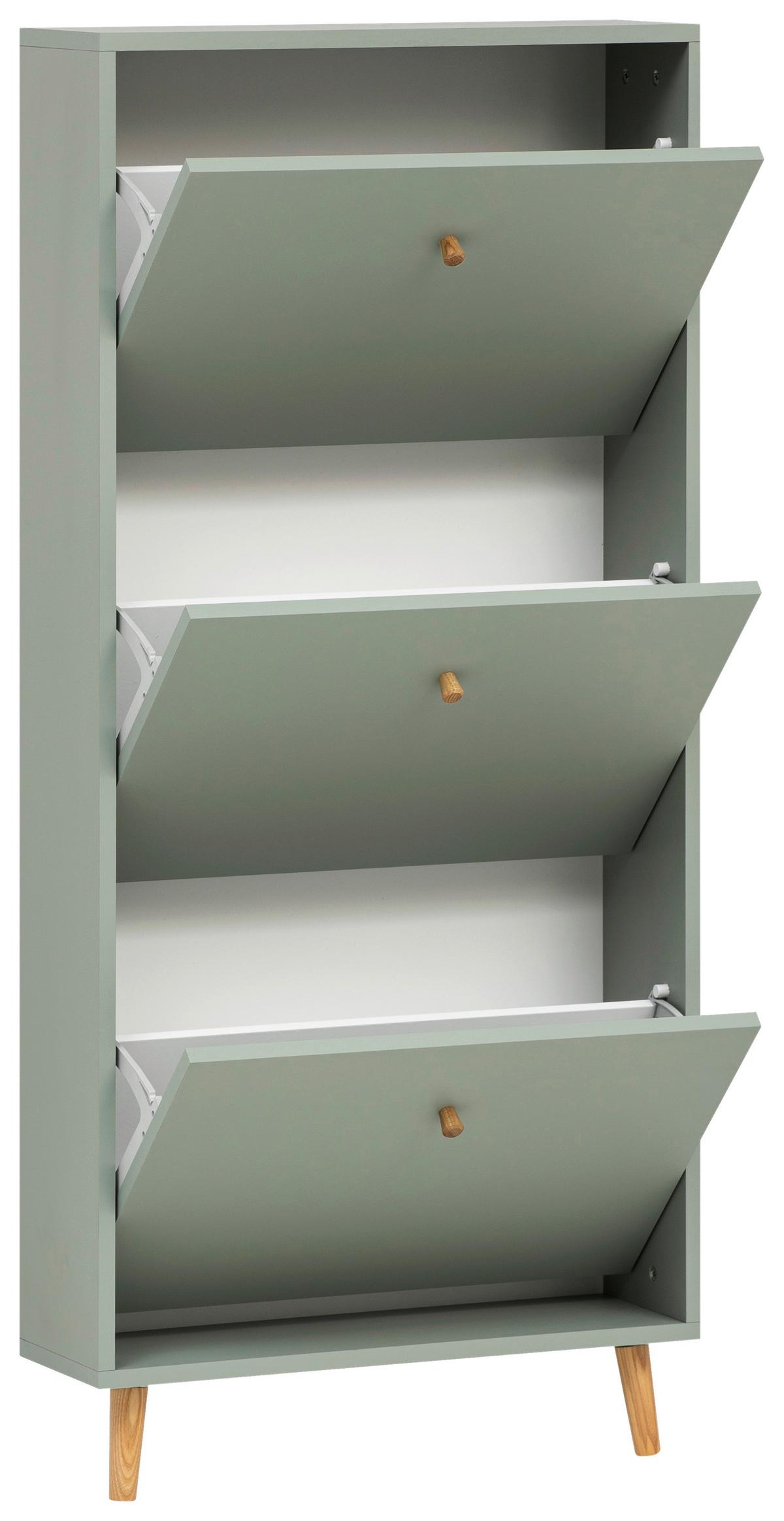 Schuhkipper Bjarne, Salbeigrün B: 59,8 Cm - Salbeigrün/Weiß, Design, Holzwerkstoff (59,8/131/19,55cm) - MID.YOU