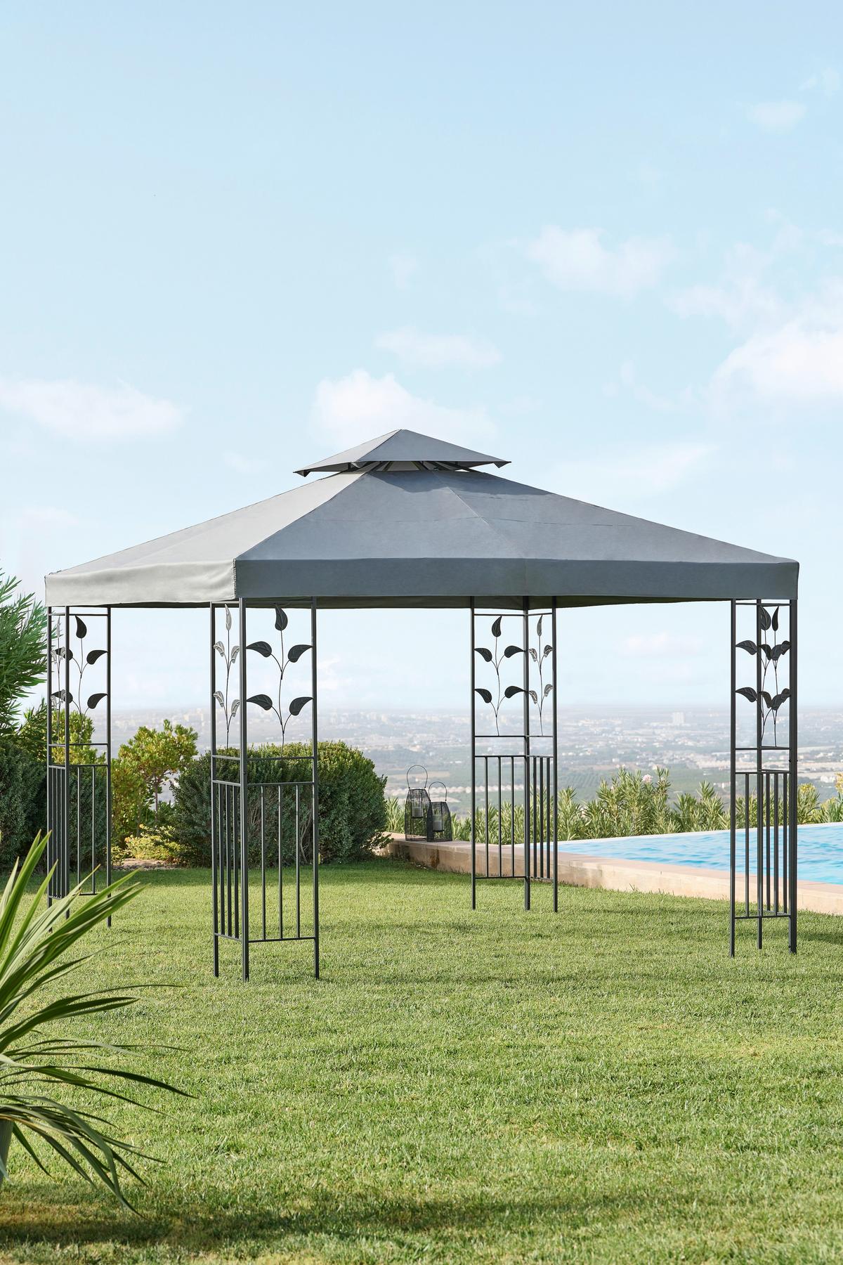 Pavilon Manila - sötétszürke/antracit, Modern, textil/fém (297/267/297cm) - Luca Bessoni