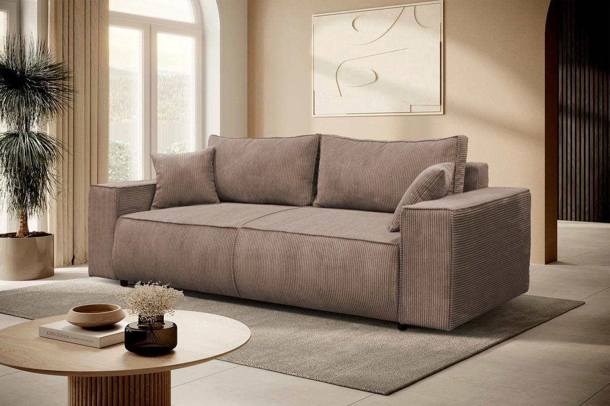 Schlafsofa Loft Rosa B: 255cm - Schwarz/Rosa, Design, Textil (255/90/97cm) - MID.YOU