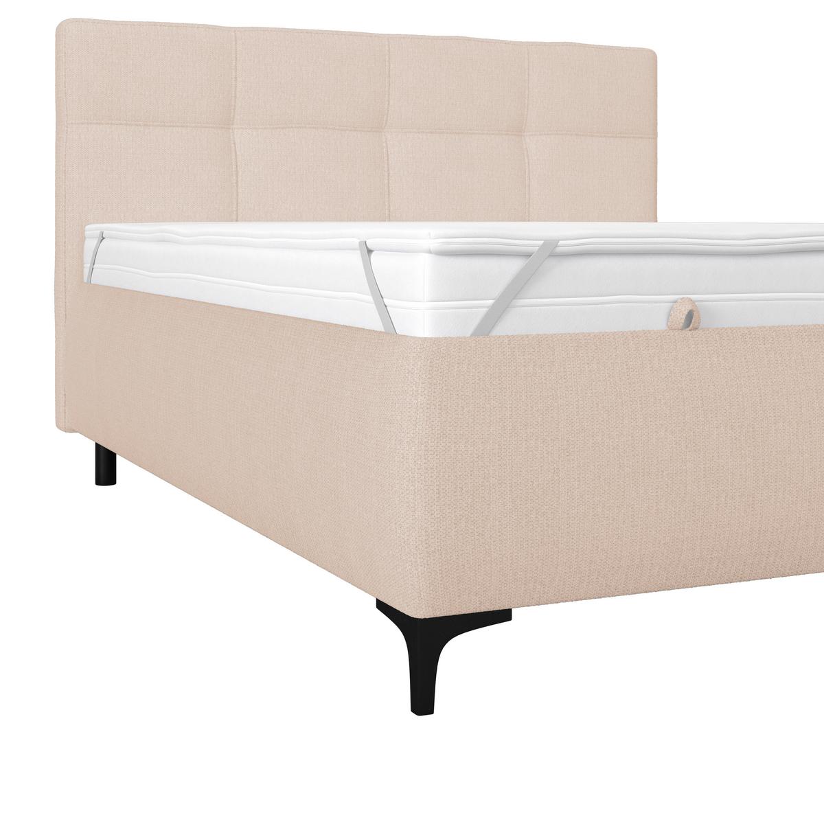 Polsterbett Zeni 140 - Beige/Schwarz, KONVENTIONELL, Holz/Textil (140/200cm)