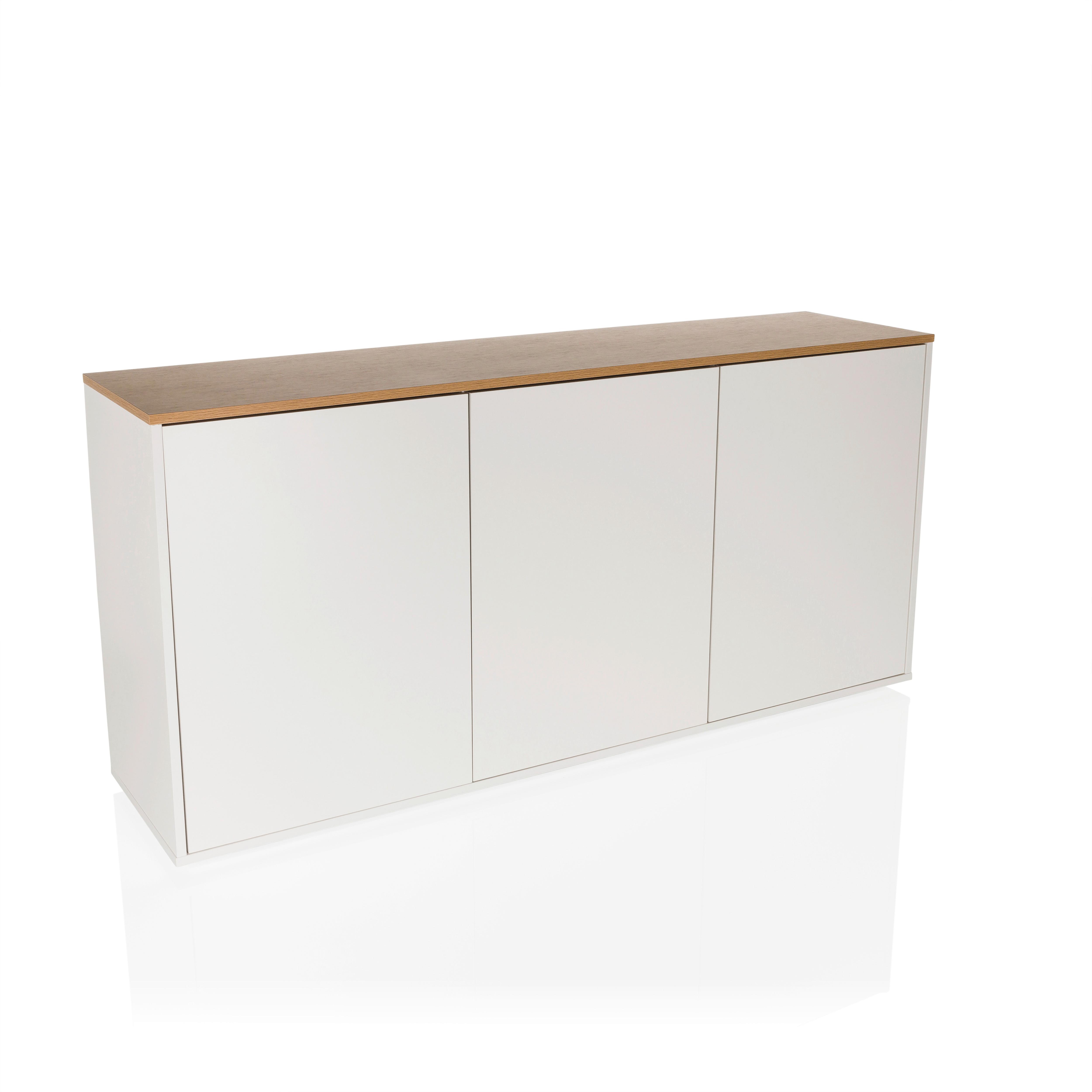 Sideboard Kelo S Weiß/eichefarben B: 160 Cm - Eichefarben/Weiß, MODERN, Holzwerkstoff (160/76/40cm) - MID.YOU