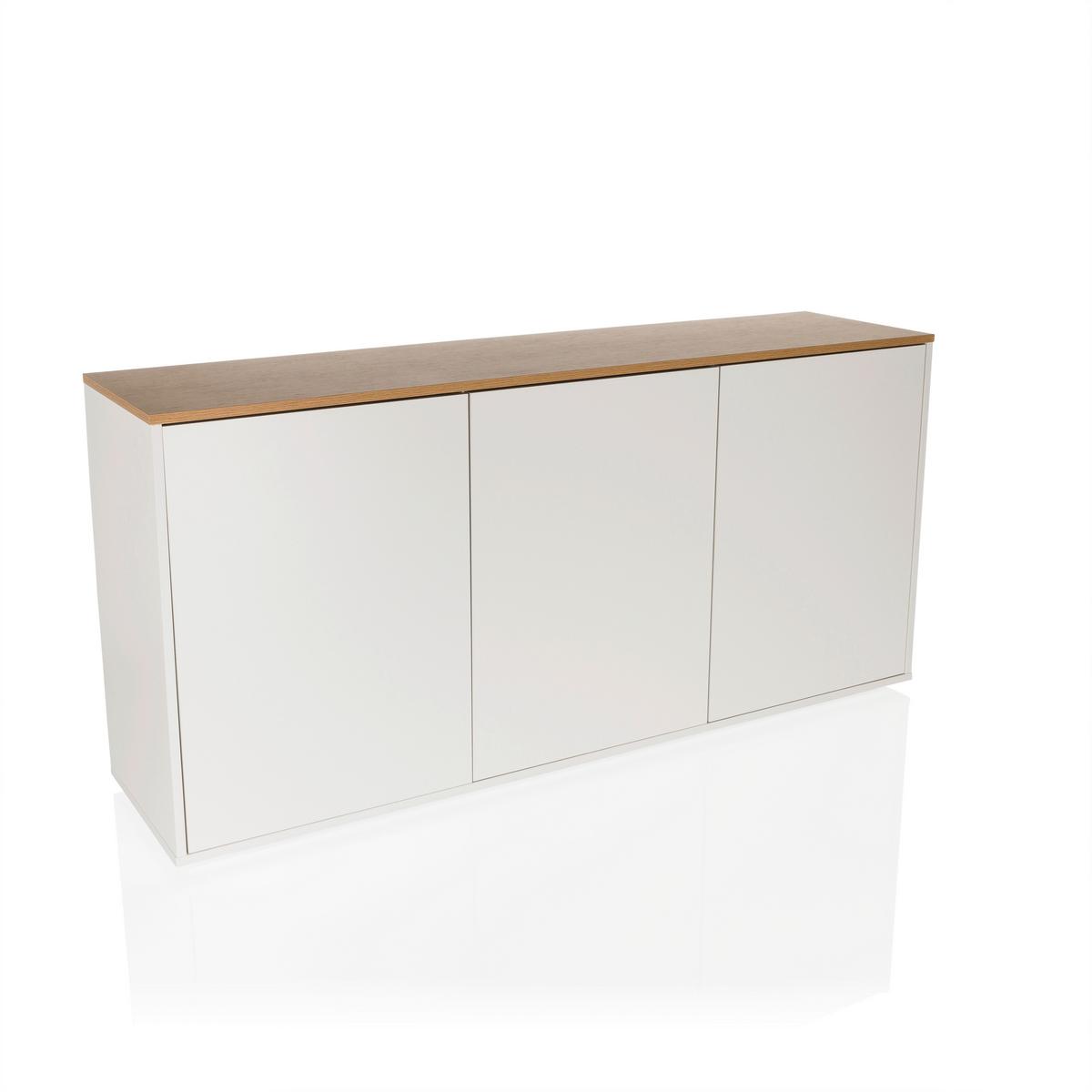 Sideboard Kelo S Weiß/eichefarben B: 160 Cm - Eichefarben/Weiß, MODERN, Holzwerkstoff (160/76/40cm) - MID.YOU
