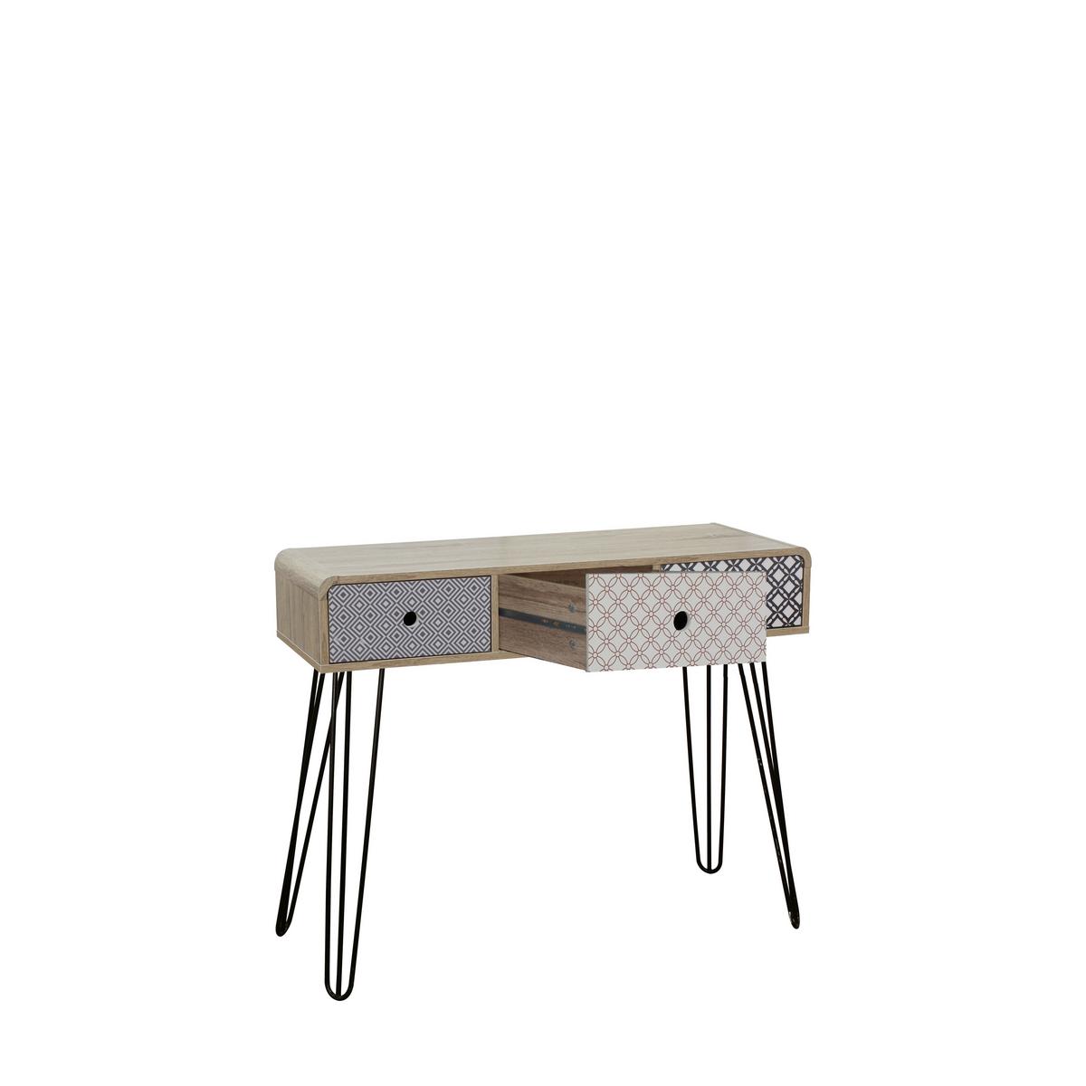 Konsolentisch Multicolor/Eichef. 99 cm - Eichefarben/Multicolor, Design, Holzwerkstoff/Metall (99/33,5/80,5cm) - Livetastic