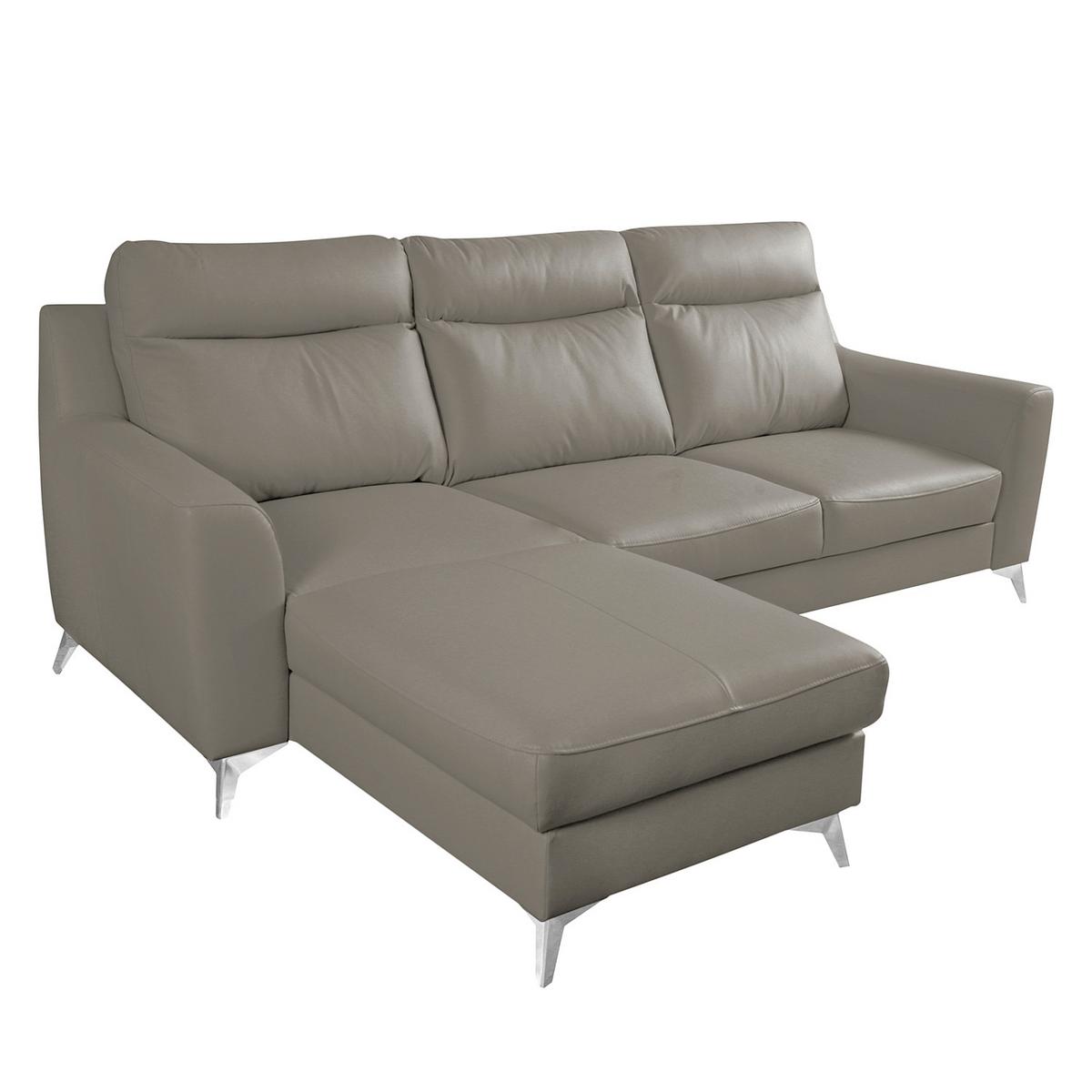 Ecksofa Gio Schlammfarben S: 168x236 Cm - Chromfarben/Schlammfarben, Design, Leder/Textil (168/236cm) - Livetastic