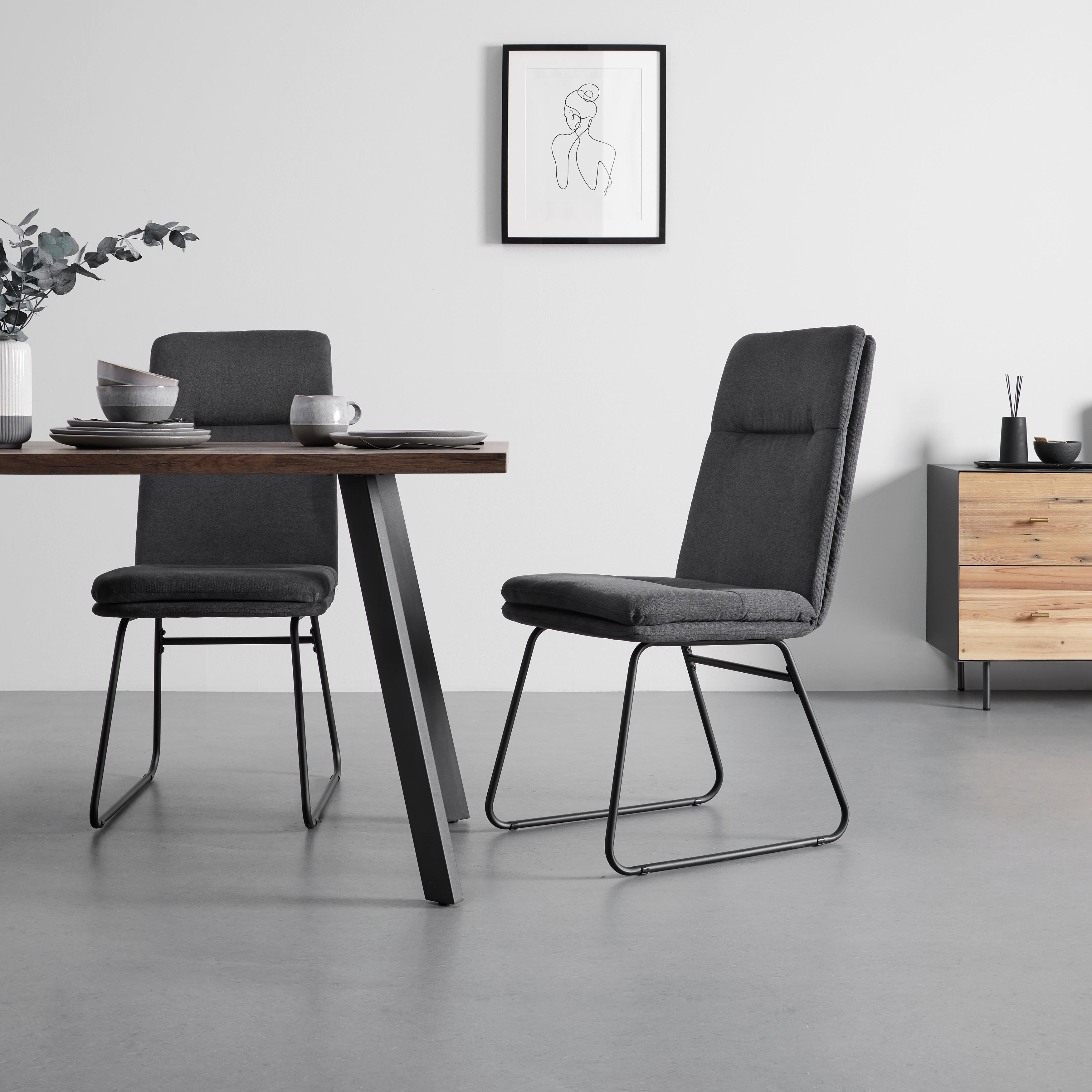 Sada židlí LEO tmavěšedá - černá/tmavě šedá, Moderní, kov/textil (49/99/68cm) - Bessagi Home