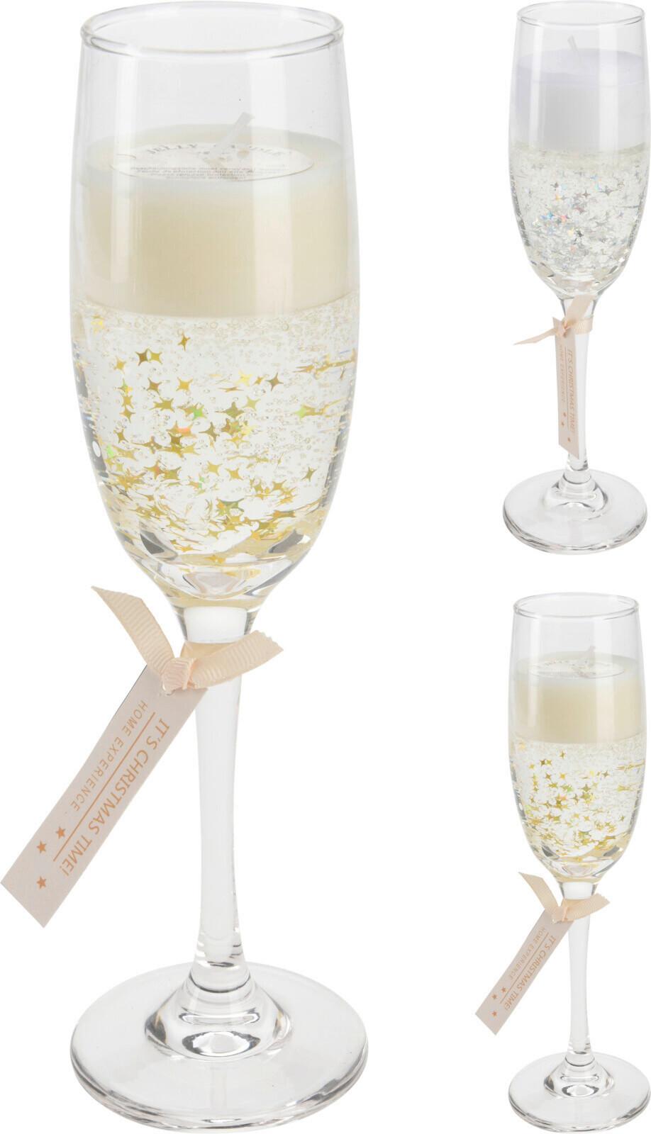 Kerzen im Glas Bella Silberfarben / Goldf. DxH: 5x22 cm - Transparent/Silberfarben, MODERN, Glas/Naturmaterialien (5/22cm)