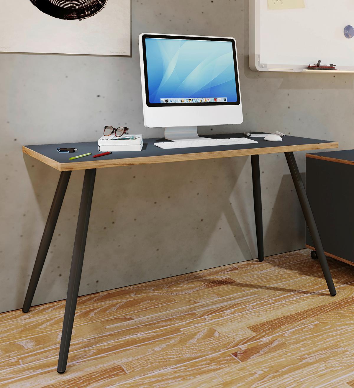 Schreibtisch Salia Anthrazit/Eiche Dekor L: 110cm - Honigeiche/Anthrazit, Design, Holzwerkstoff/Metall (110/80/70cm) - MID.YOU