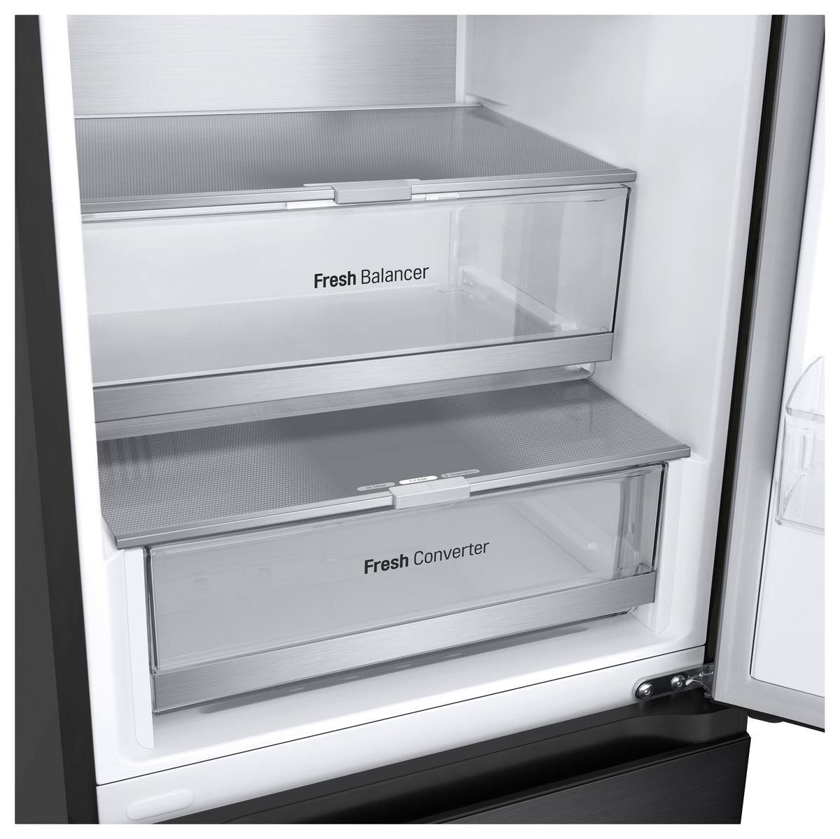 Kühl-Gefrier-Kombination Gbv7280aev - Schwarz, Basics, Glas/Kunststoff (59.5/203/67.5cm) - LG