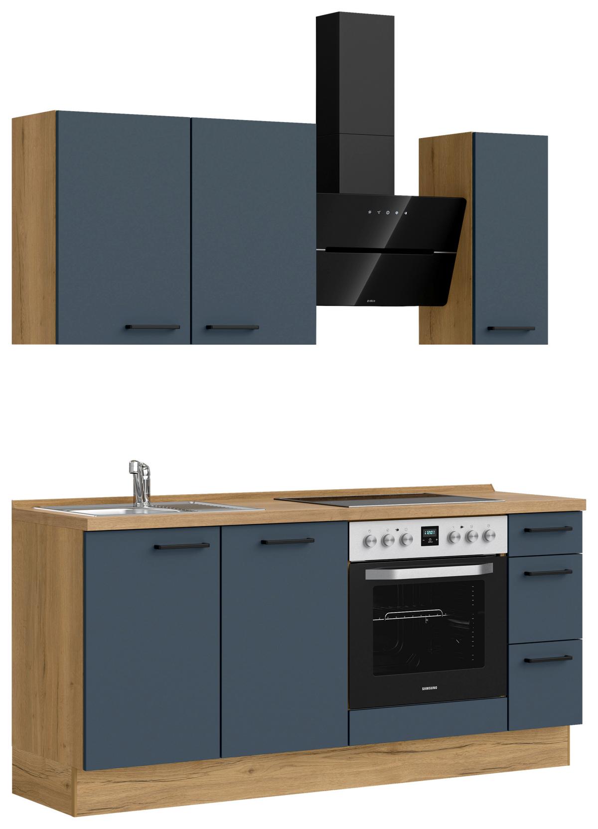 Küchenleerblock Easytouch High-Line, H1 Rechts - Blau/Eichefarben, MODERN, Holzwerkstoff (180cm) - Nobilia