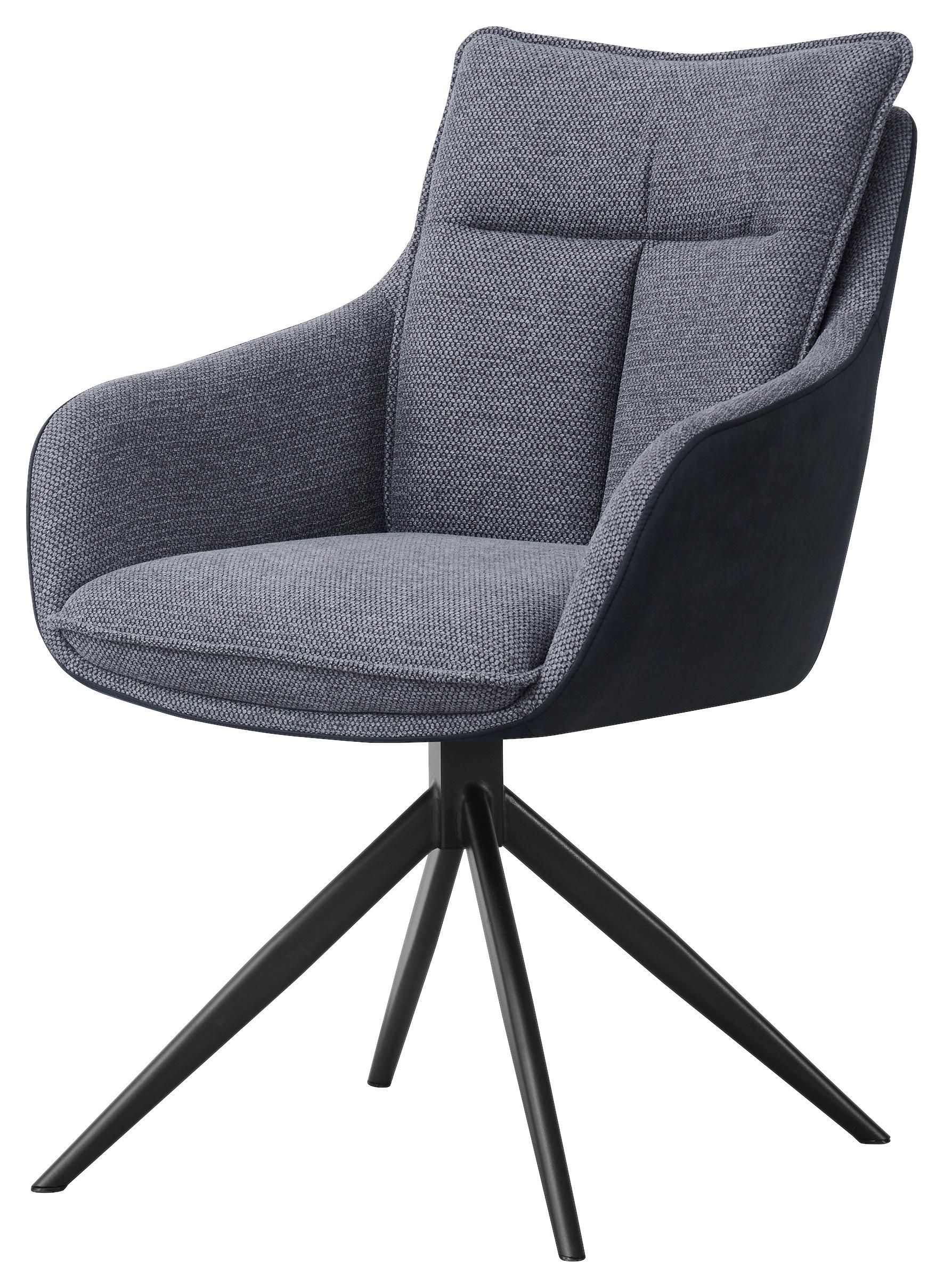 Armlehnstuhl Emilia II Webstoff grau, B: 60cm - Schwarz/Grau, MODERN, Holz/Textil (60/88/65cm)