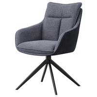 Armlehnstuhl Emilia II Webstoff grau, B: 60cm - Schwarz/Grau, MODERN, Holz/Textil (60/88/65cm)