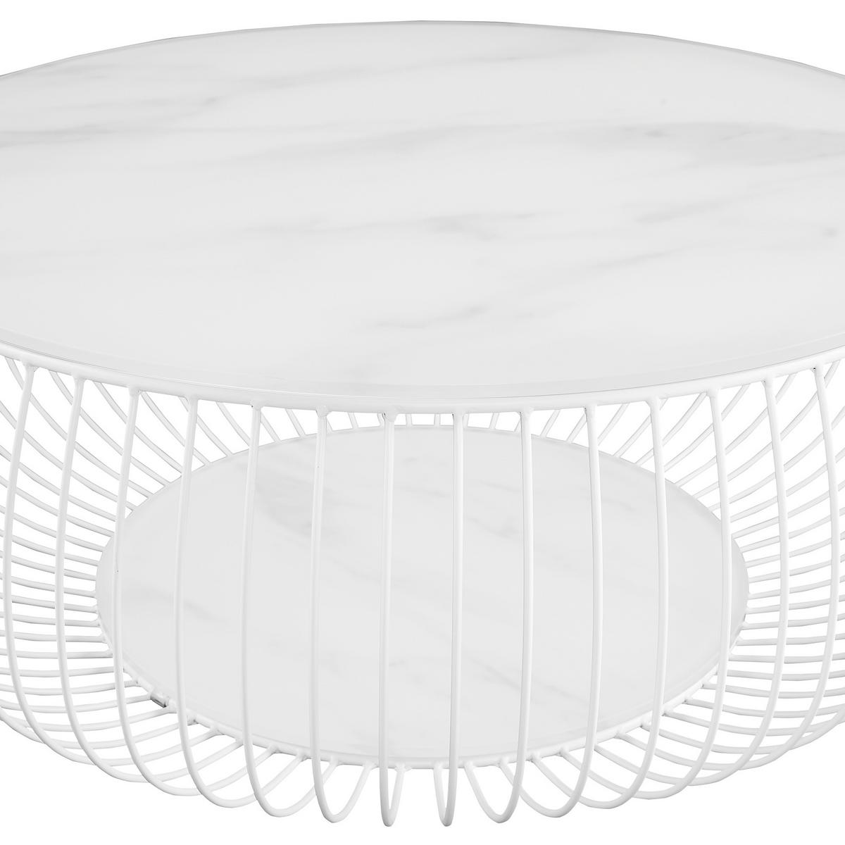 Couchtisch Weiß D: 86 Cm - Weiß, Design, Glas/Metall (86/86/35cm) - Livetastic