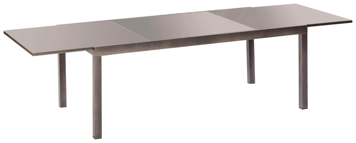 Gartentisch ausziehbar Semi Metall/Glas L: 200-300 cm - Graphitfarben/Grau, KONVENTIONELL, Glas/Metall (200-300/110/75cm) - Gardenson
