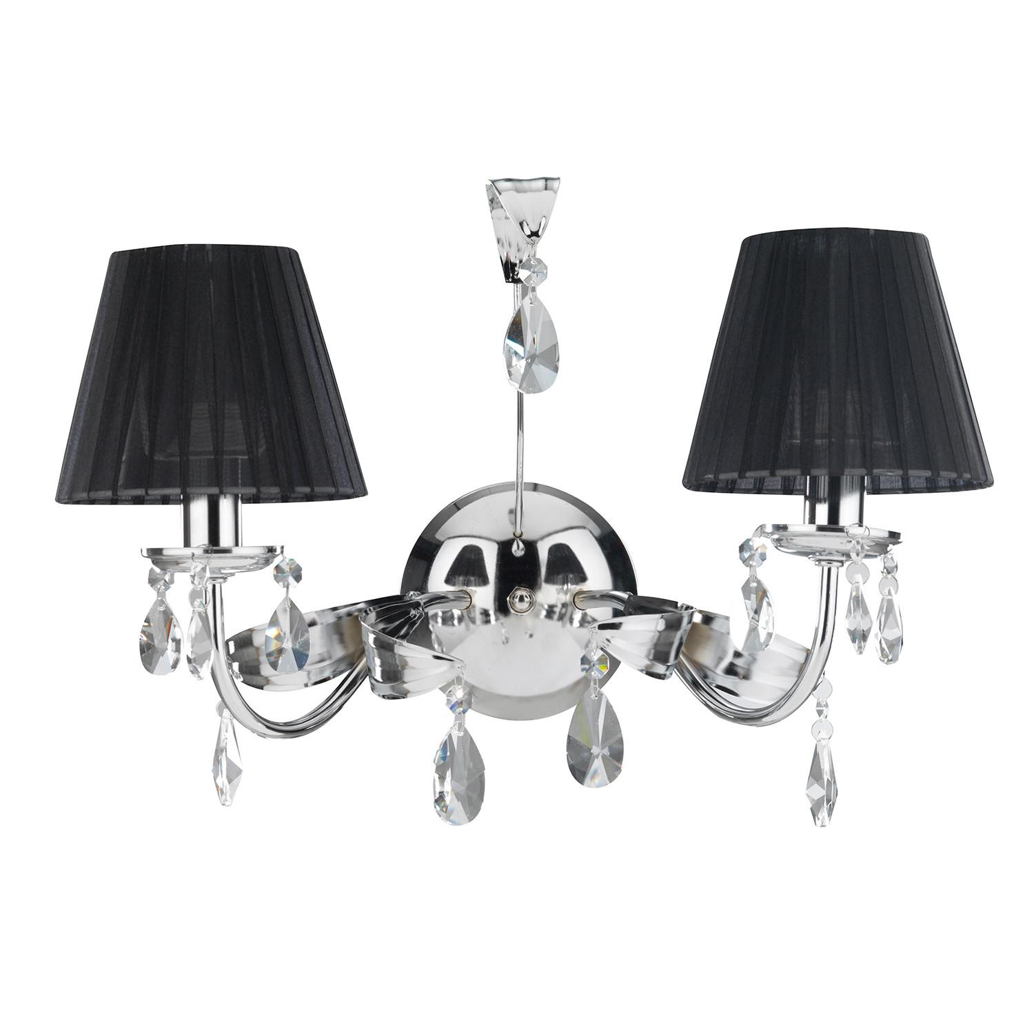 Wandleuchte 4865/ap2n - Chromfarben/Schwarz, KONVENTIONELL, Glas/Textil (46/24/30cm)