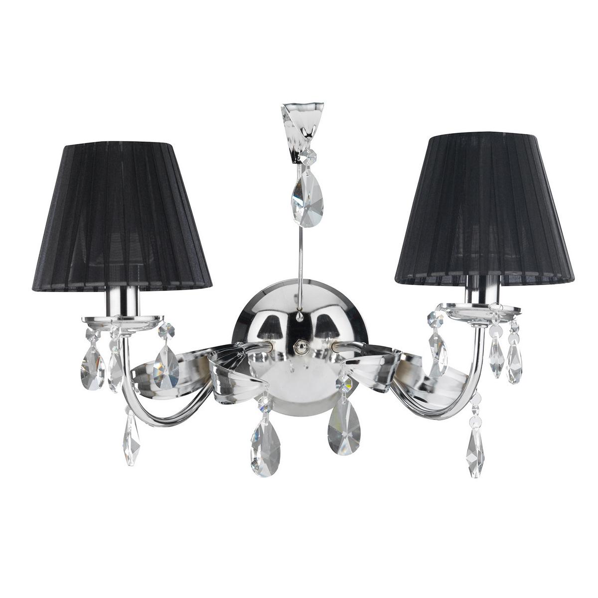 Wandleuchte 4865/ap2n - Chromfarben/Schwarz, KONVENTIONELL, Glas/Textil (46/24/30cm)