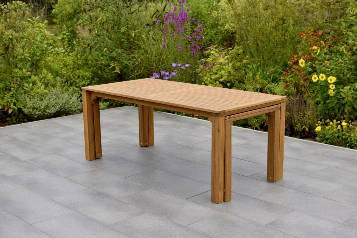 Gartentisch Flex Holz L: 185-370 cm - Braun, KONVENTIONELL, Holz (185/90/76cm) - Gardenson