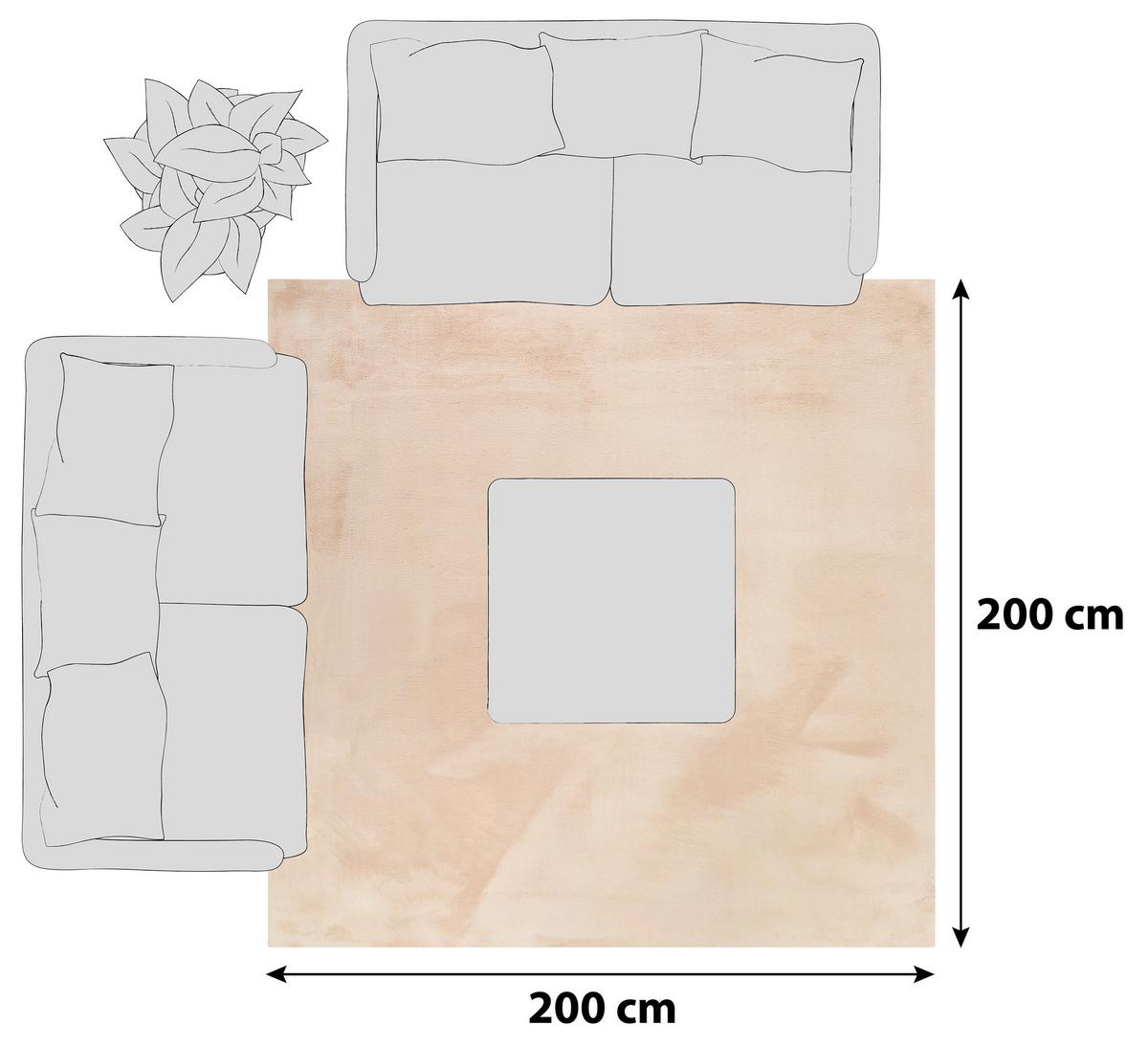 Hochflorteppich Alice Beige 200x200 cm - Beige/Creme, KONVENTIONELL, Textil (200/200cm) - Esprit
