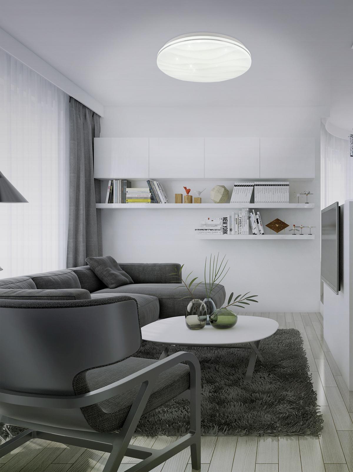LED-Deckenleuchte Ø 38 cm mit Farbtemperaturwechsler - Weiß, Basics, Kunststoff/Metall (38/6cm) - Näve