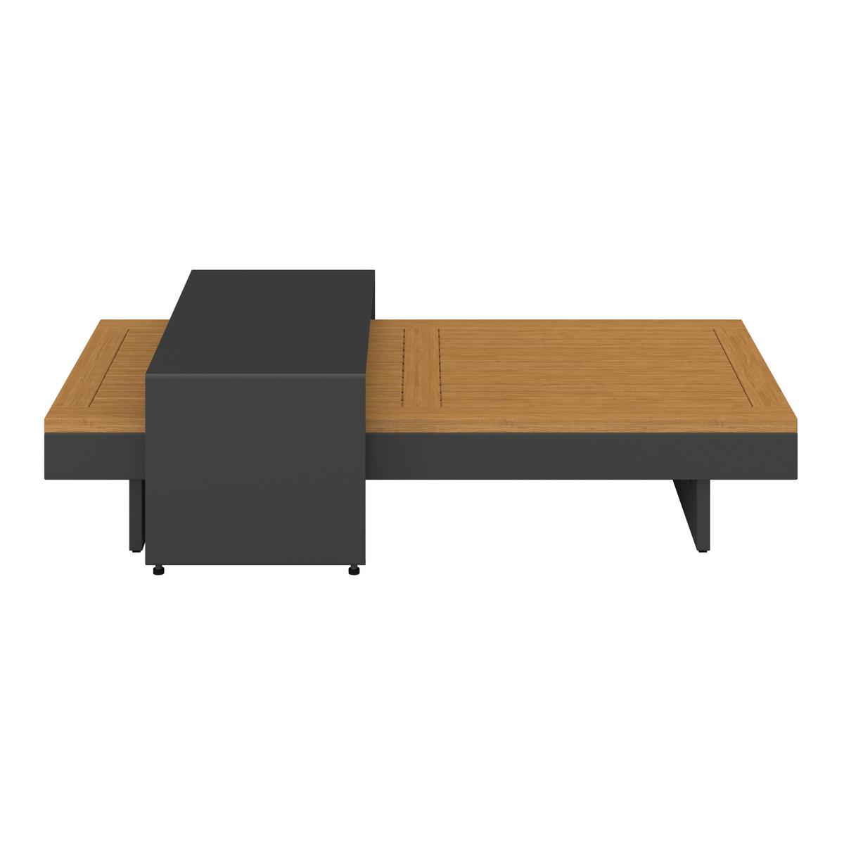 Zahradní sedací souprava AMAIA - šedá/tmavě šedá, Moderní, kov/dřevo (323/80/70cm) - Bessagi Garden