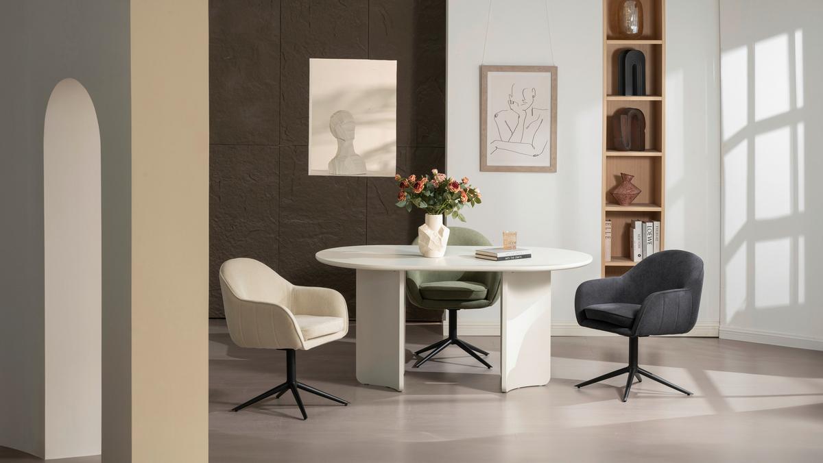 Armlehnstuhl Amara Leinenoptik Beige, B: 60 Cm - Beige/Schwarz, KONVENTIONELL, Holz/Textil (60/81/62cm) - MID.YOU