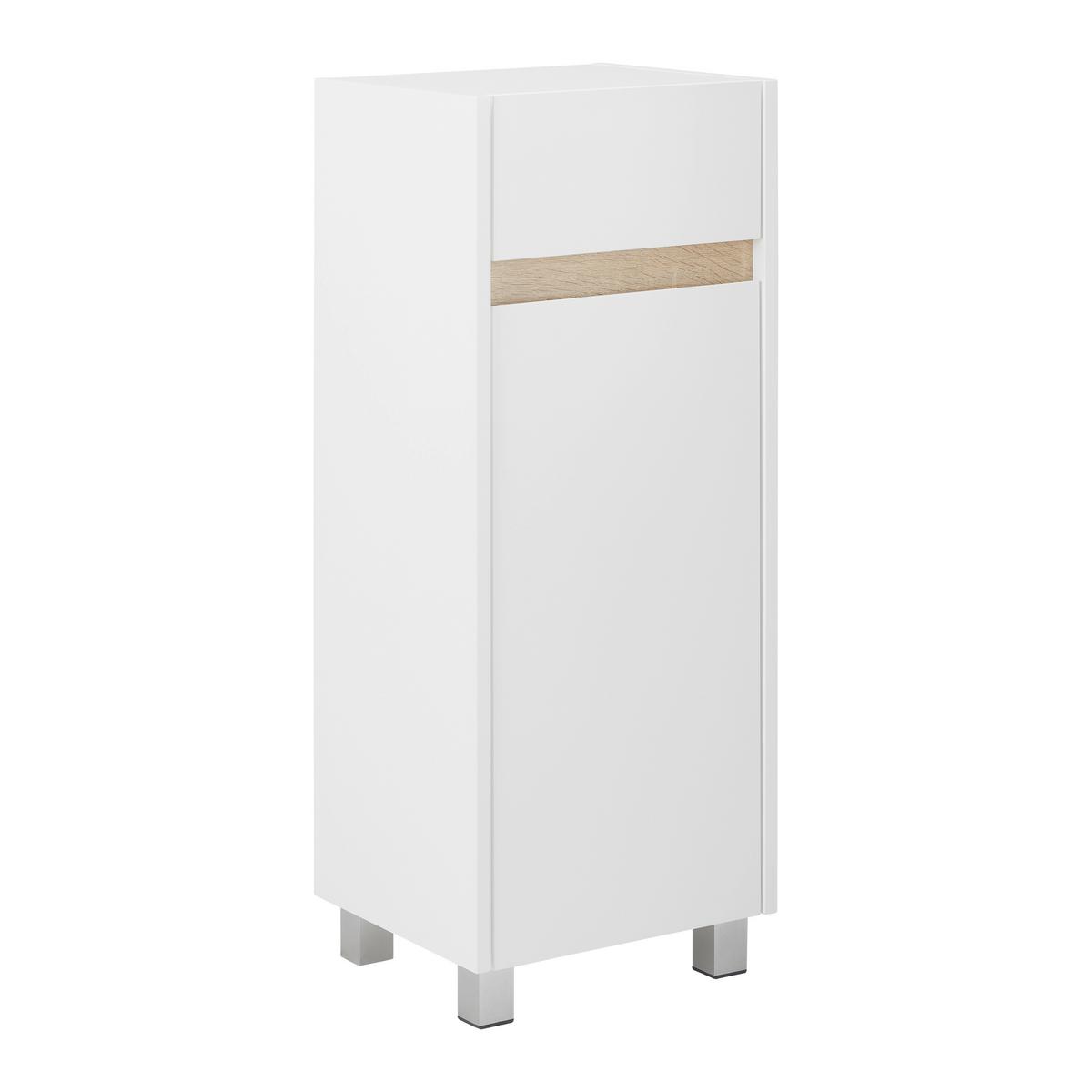 Skříňka MASSIMO bílá/borovice - bílá/barvy stříbra, Moderní, plast (33/85/30cm) - Bessagi Home