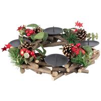 Adventi Koszorú Valentina - barna/piros, Konventionell, műanyag/természetes anyagok (30/8cm) - Luca Bessoni