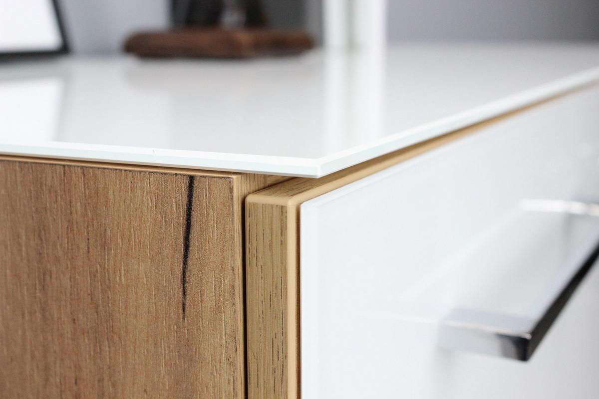 Aktenschrank Gw-Monteria Weiß/Eiche Dekor B: 80 cm - Eichefarben/Weiß, MODERN, Glas/Holzwerkstoff (80/120/37cm) - Germania