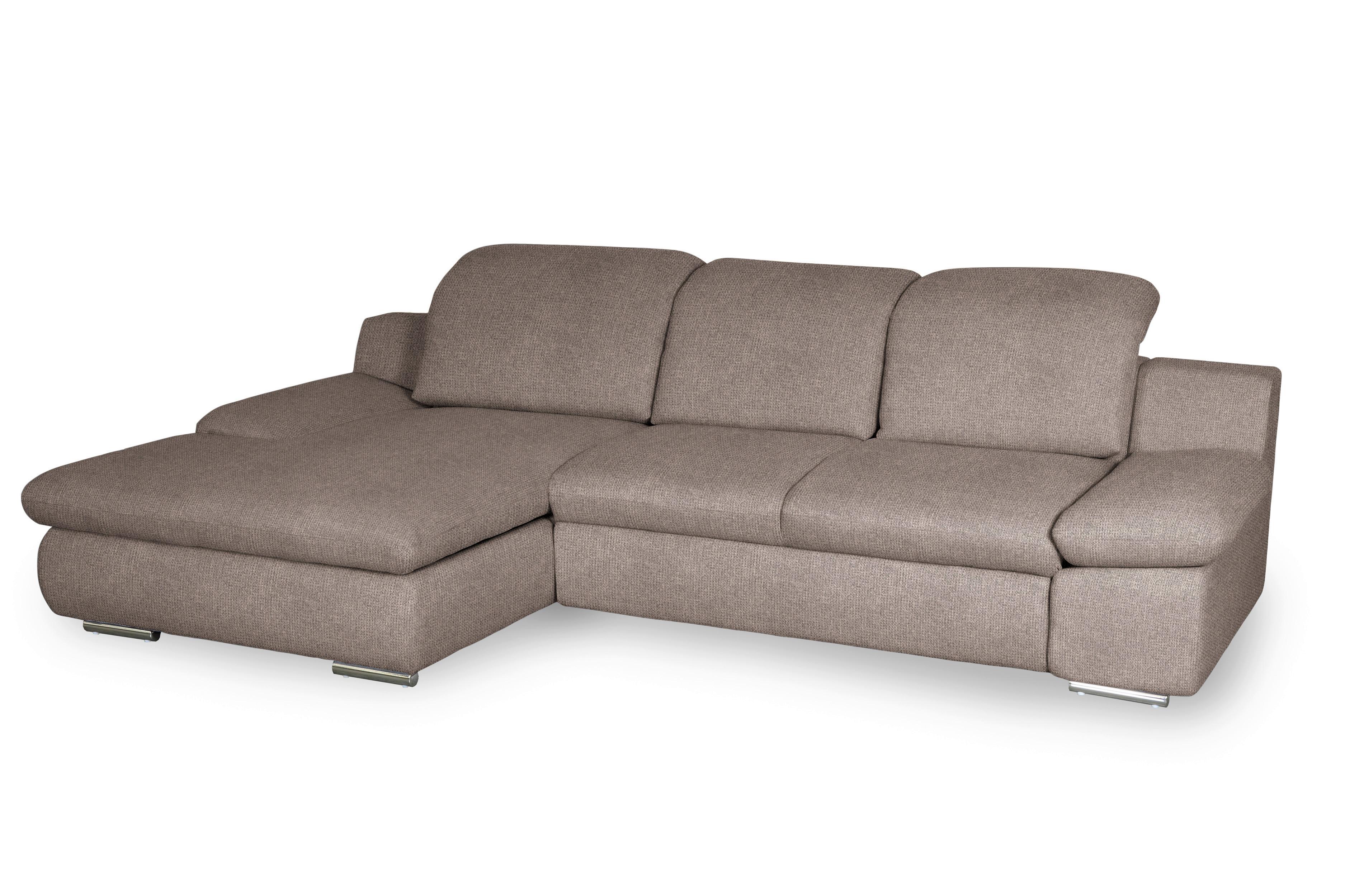 Ecksofa Isona Taupe Chenille - Taupe/Chromfarben, Design, Textil (165/286cm) - Livetastic