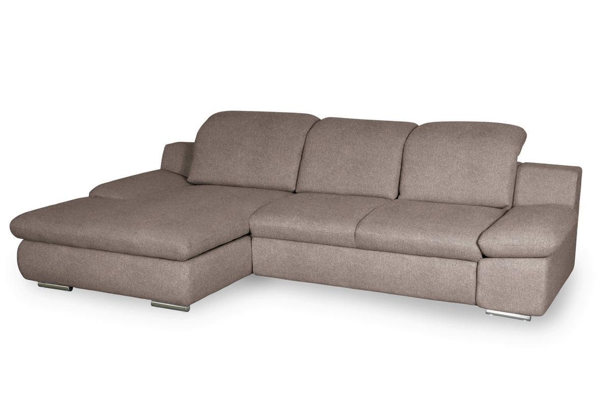 Ecksofa Isona Taupe Chenille - Taupe/Chromfarben, Design, Textil (165/286cm) - Livetastic