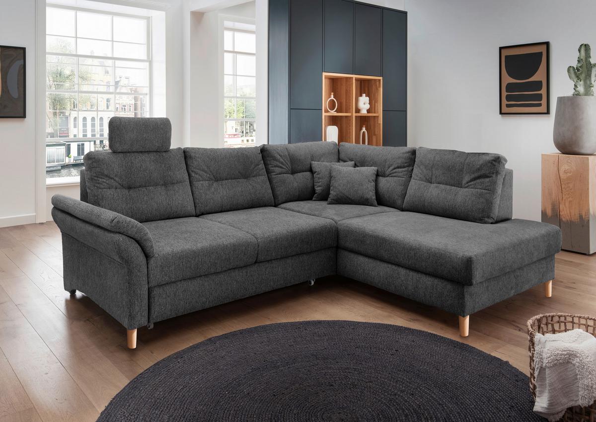 Ecksofa Brizzini Inkl. Bettkasten, Anthrazit, 264x206 - Anthrazit/Naturfarben, MODERN, Textil (264/206cm) - Livetastic