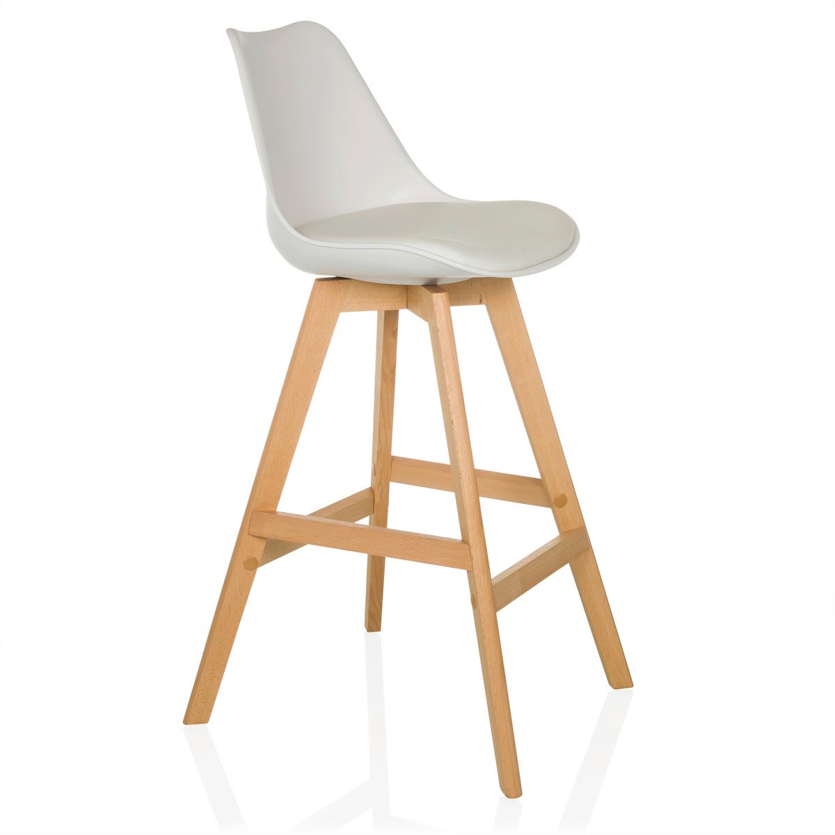Barhocker-Set Scandi High Weiß B: 51 cm - Buchefarben/Weiß, MODERN, Holz/Kunststoff (51/99/51cm) - MID.YOU