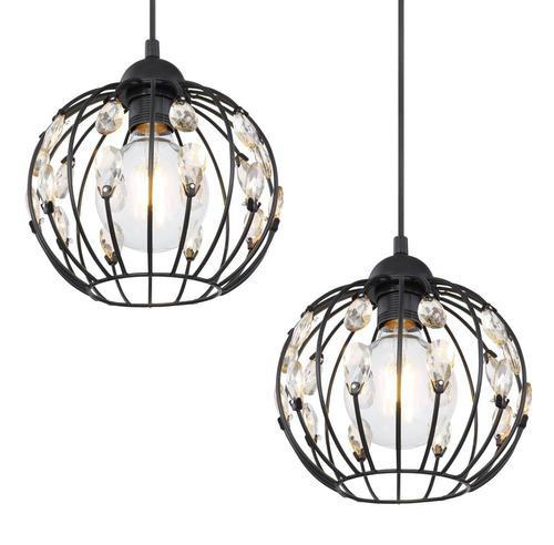 Hängeleuchte Kristall H: 120 cm 4-Flammig - Schwarz, Basics, Glas/Metall (80/20/120cm) - Globo