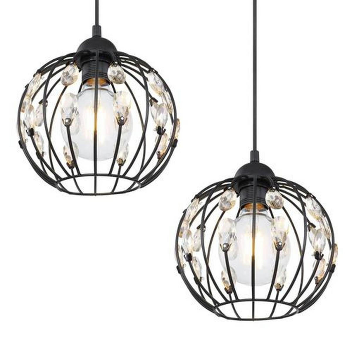 Hängeleuchte Kristall H: 120 cm 4-Flammig - Schwarz, Basics, Glas/Metall (80/20/120cm) - Globo
