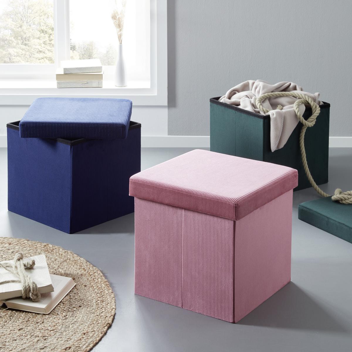 SEDACÍ BOX CORD - tmavě modrá, textil (38/38/38cm) - Mömax