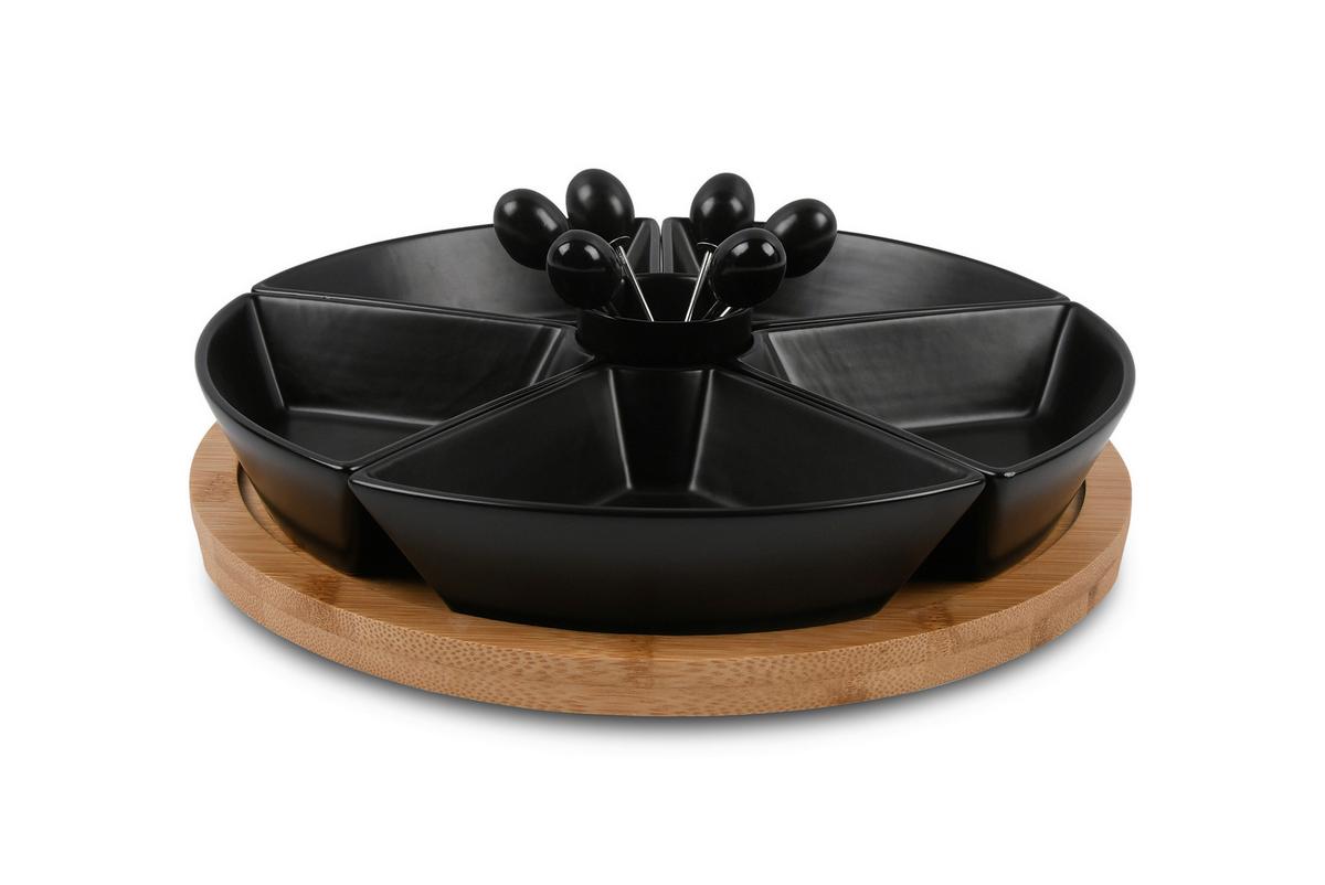sada misiek na pochutiny TAPAS OLIVES - černá, Moderní, dřevo/keramika (28/28/6cm) - Mömax