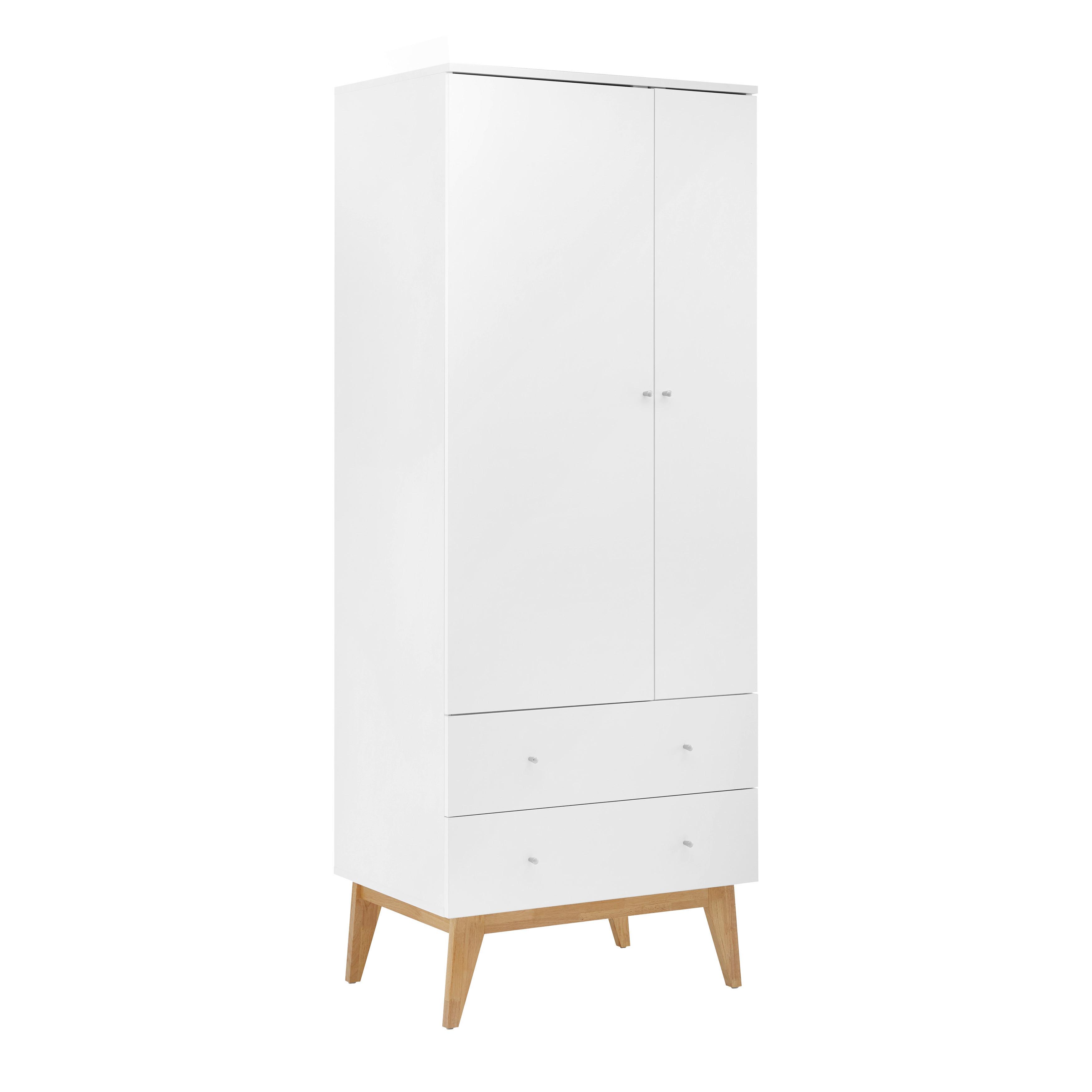 Šatní skříň MILO - bílá/barvy stříbra, Moderní, kov/dřevo (80/205/55cm) - Bessagi Home