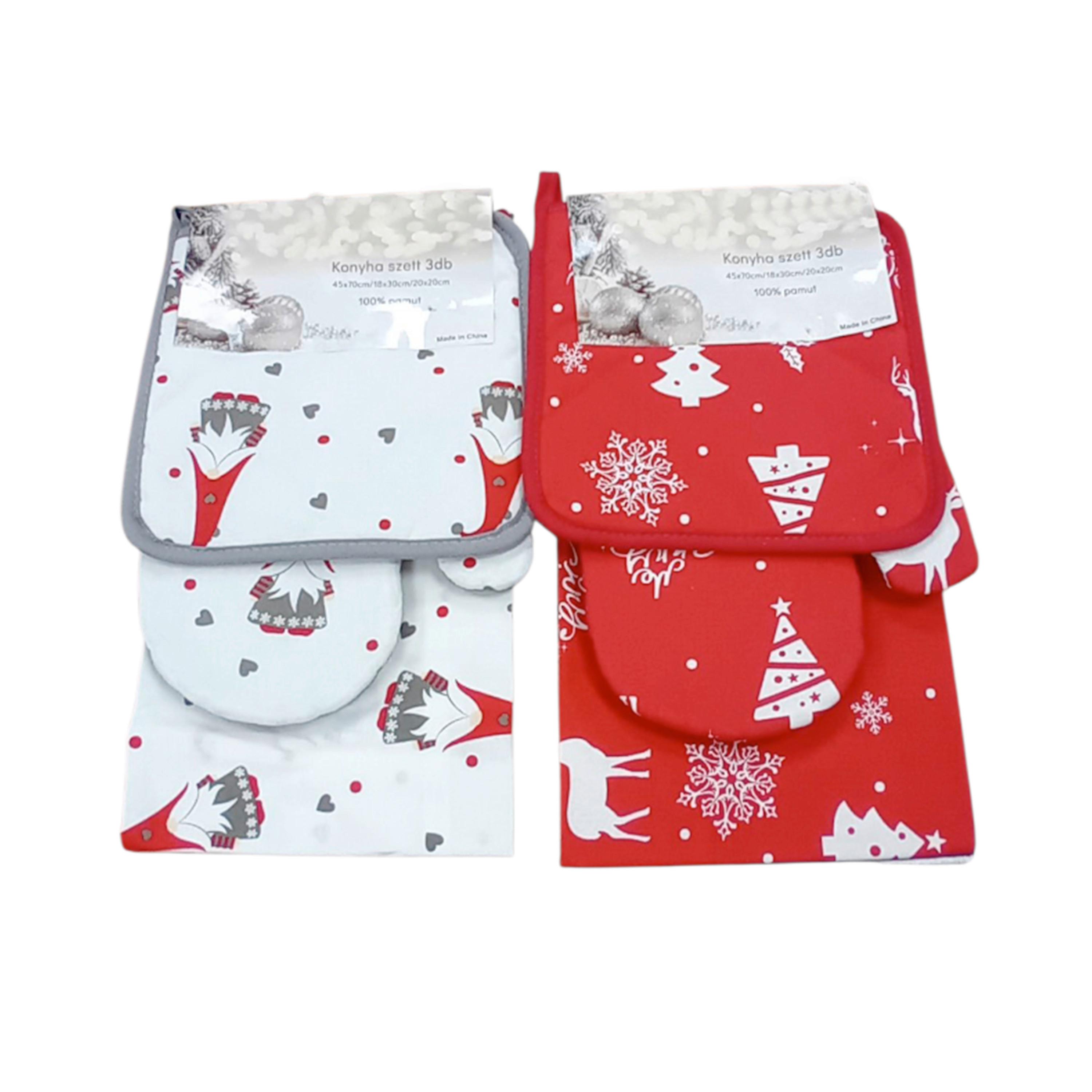 Edényfogó Szett 3 Részes - barna/világospiros, textil