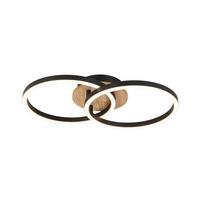 Led Mennyezeti Lámpa Karo - tölgyfa színű/fekete, Modern, műanyag/fa (50/30/8,5cm) - Luca Bessoni