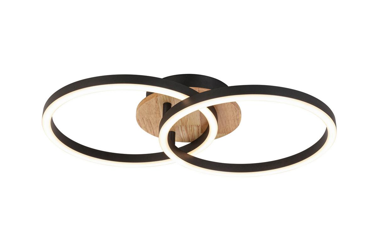 Led Mennyezeti Lámpa Karo - tölgyfa színű/fekete, Modern, műanyag/fa (50/30/8,5cm) - Luca Bessoni