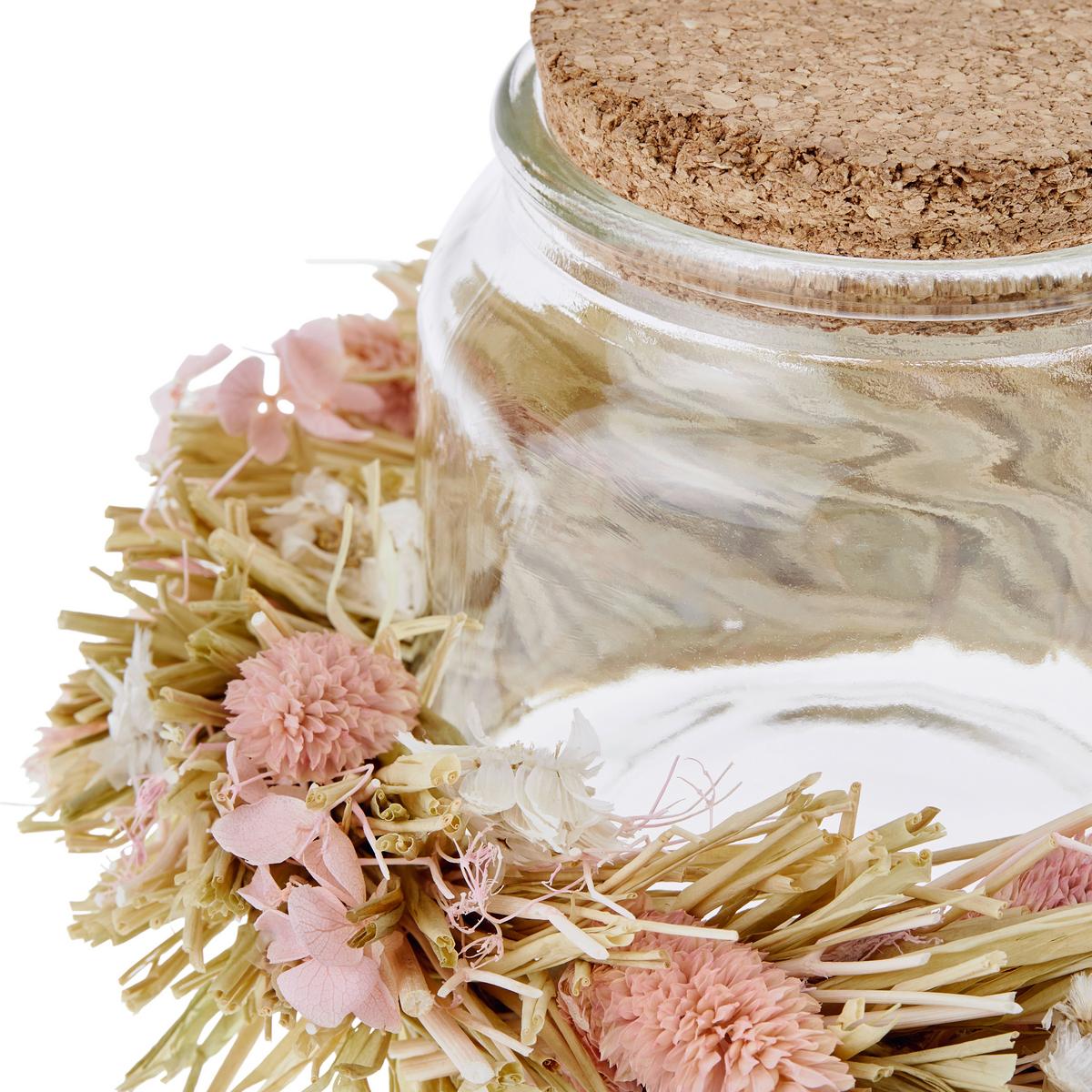 Kunstpflanze Trockenblume Bunt L: 18 cm, Haukea - Klar/Multicolor, MODERN, Glas/Naturmaterialien (18cm) - Luca Bessoni