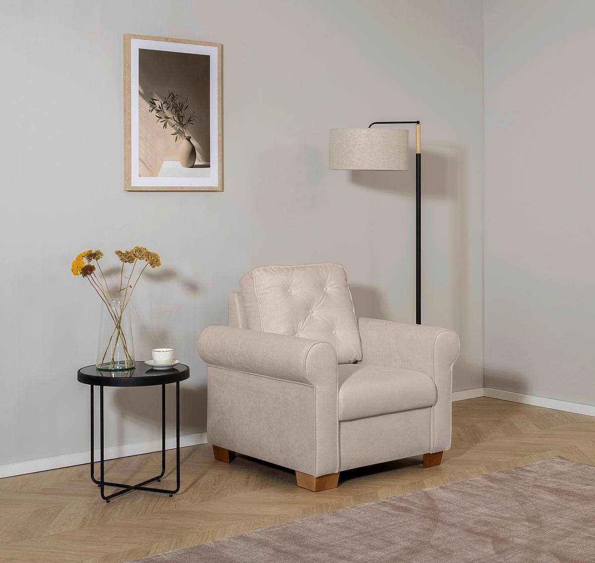 Sessel Arles, Taupe 15 B: 93 Cm - Taupe/Buchefarben, Design, Textil (93/89/82cm) - MID.YOU