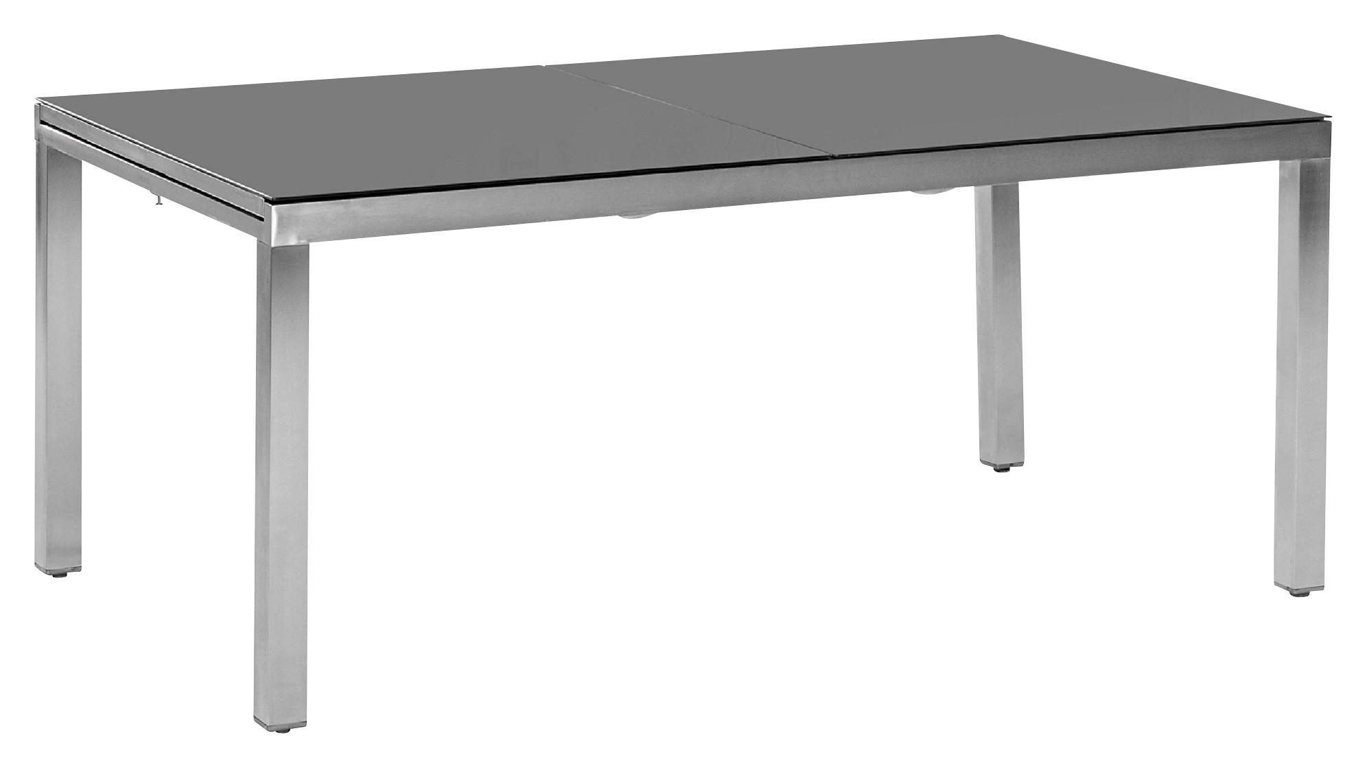 Gartentisch Edelstahl/Glas L 150 cm - Silberfarben/Grau, MODERN, Glas/Metall (150/90/75cm) - Gardenson