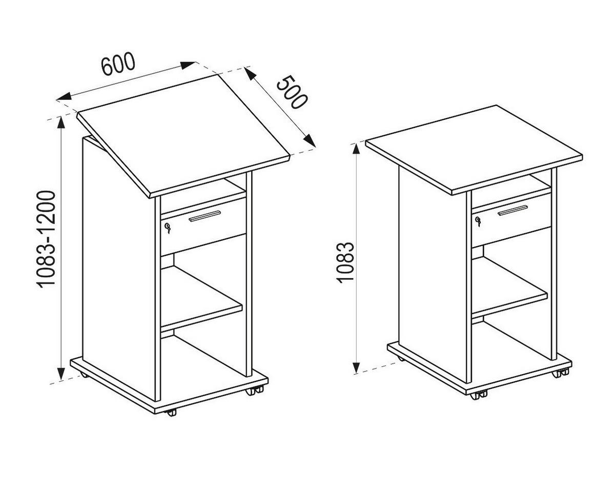 Stehpult Melta Weiß, Eiche Dekor L:60cm - Honigeiche/Weiß, Design, Holzwerkstoff (60/50/108,3cm) - MID.YOU