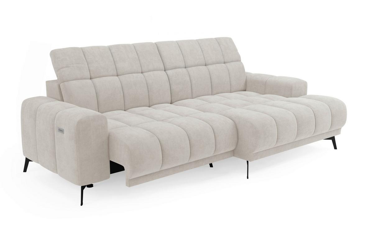 Rohová sedačka LAYA, pravá, krémová tkanina MEMPHIS - krémová, Moderní, textil (250/155cm) - Premium Living